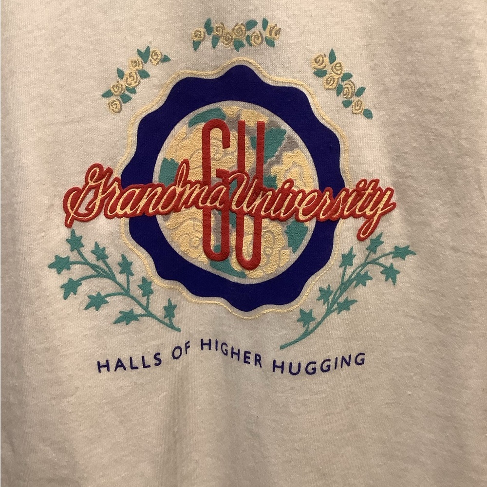 Grandma “GU” University ladies tee, 100% PreShrunk Cotton, Yellow Ribbing, NWT!